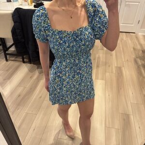 Faithfull the label Blue Floral Mini Dress